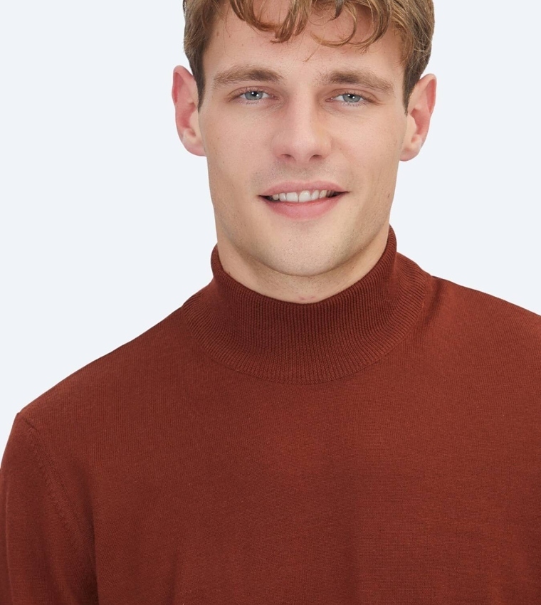 Solid High Neck Knit Sweater
