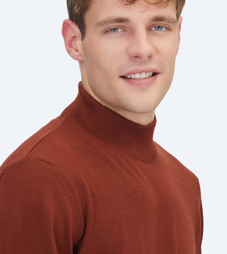 Solid High Neck Knit Sweater
