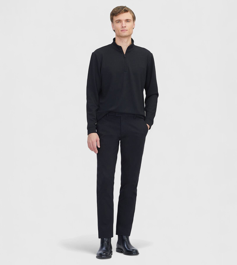 Solid Half-Zip Long Sleeves Sweater