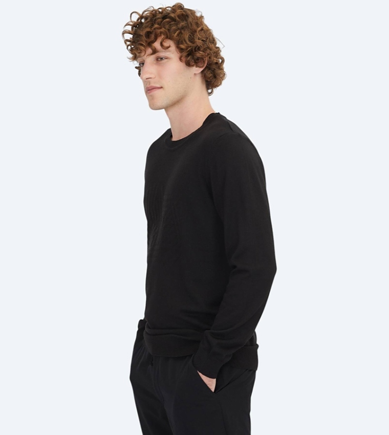 Solid Crew Neck Knit Sweater