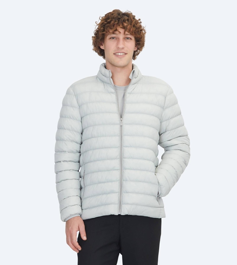 Solid Regular Fit High Neck Woven Puffer Jacket