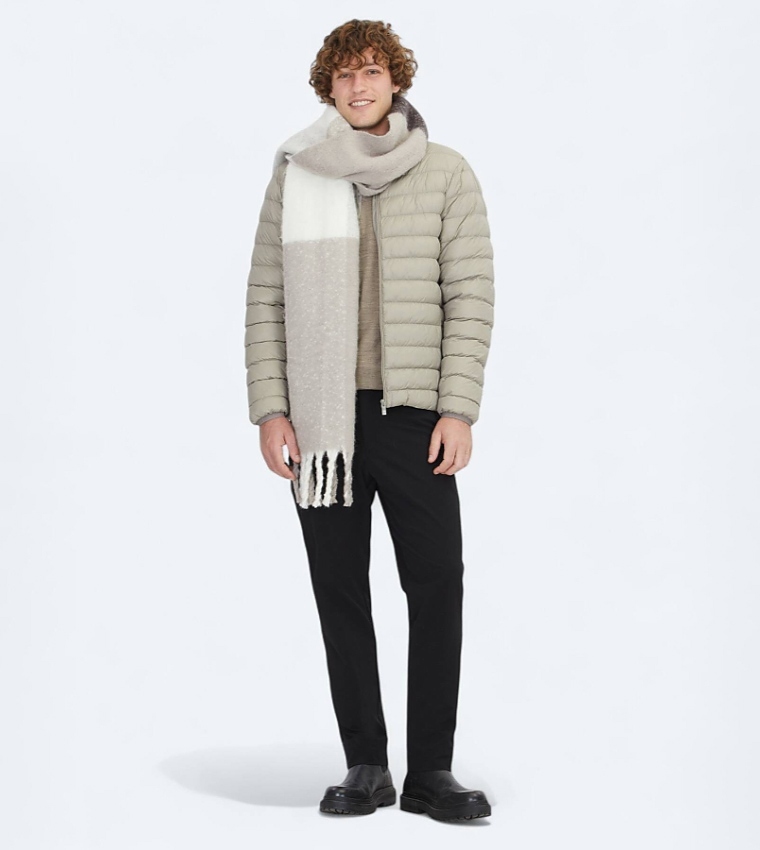 Solid Regular Fit High Neck Woven Puffer Jacket