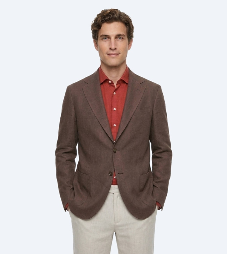 Solid Modern Fit 100% Linen Blazer