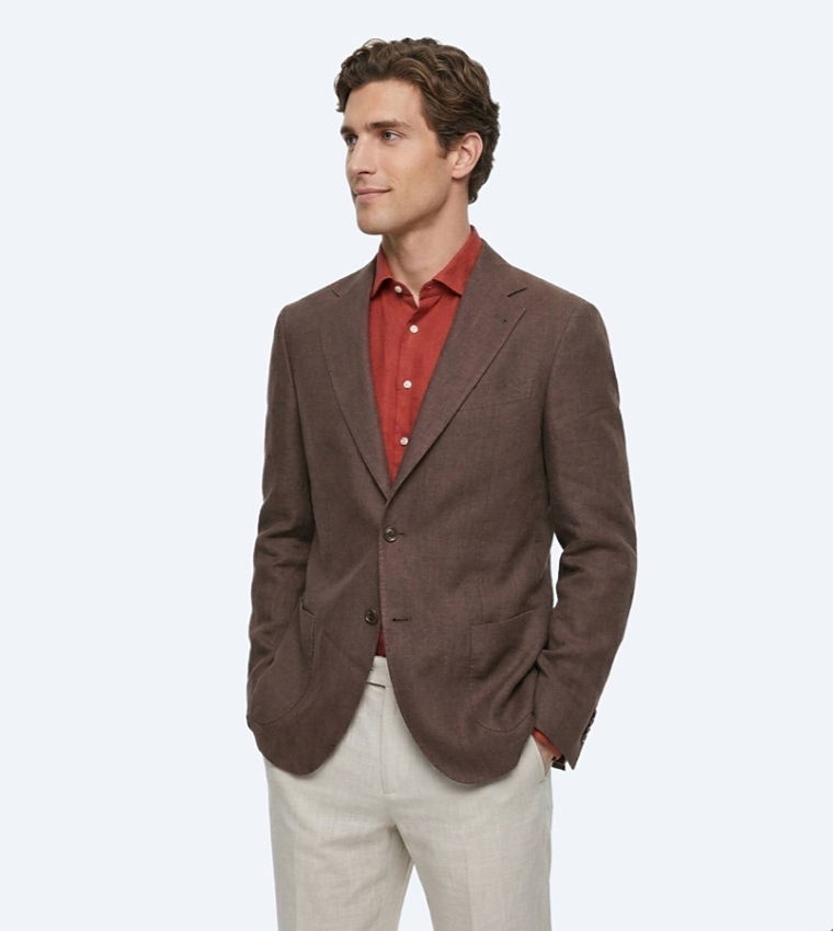 Solid Modern Fit 100% Linen Blazer