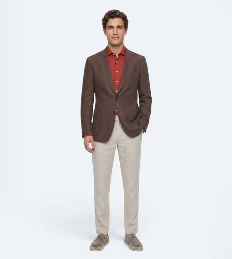 Solid Modern Fit 100% Linen Blazer