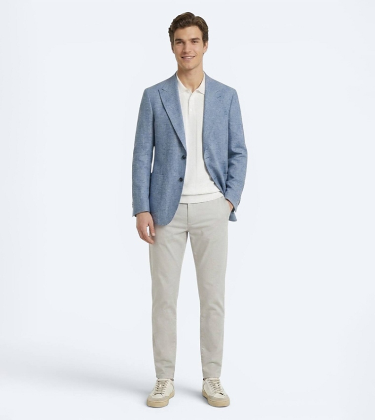 Solid Modern Fit Linen Blend Blazer