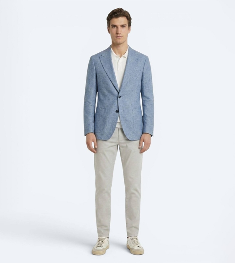 Solid Modern Fit Linen Blend Blazer