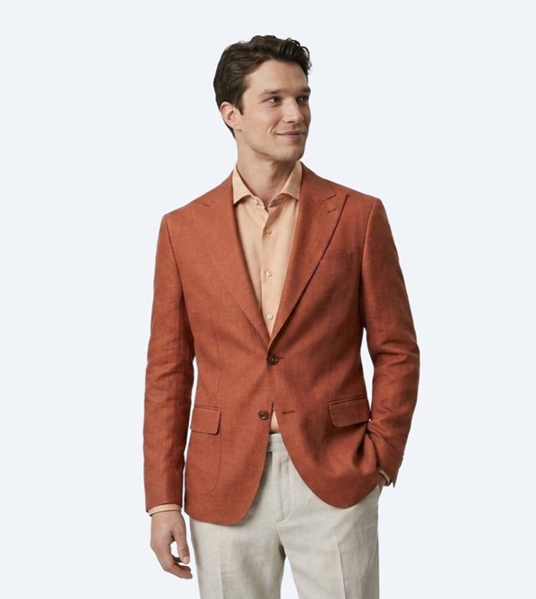 Solid Modern Fit 100% Linen Blazer