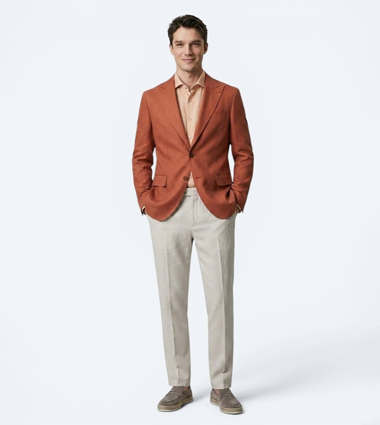 Solid Modern Fit 100% Linen Blazer