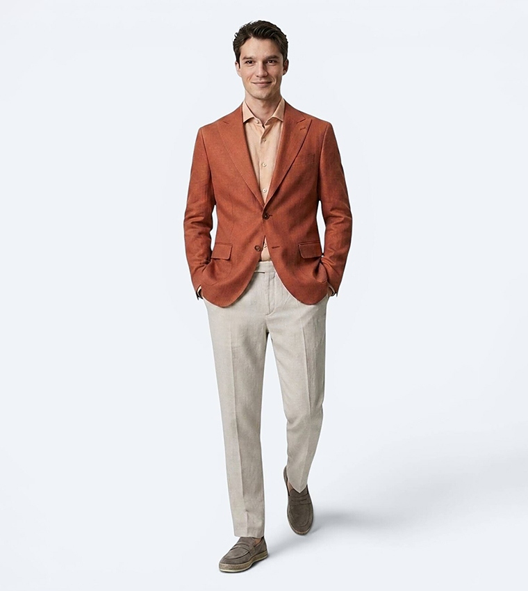 Solid Modern Fit 100% Linen Blazer