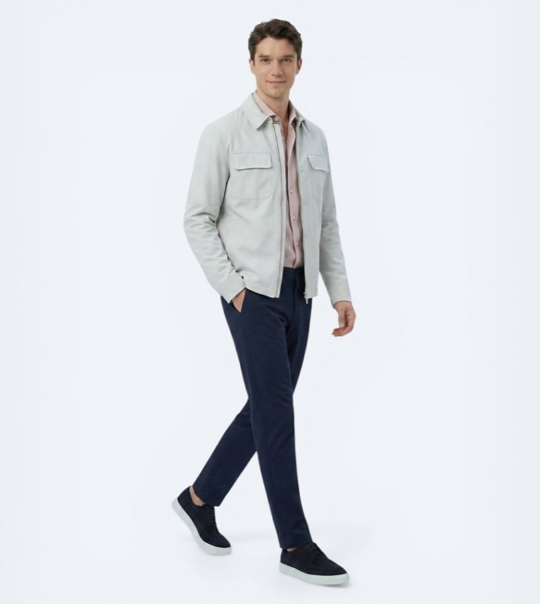 Solid Regular Fit Collared Woven Jacket
