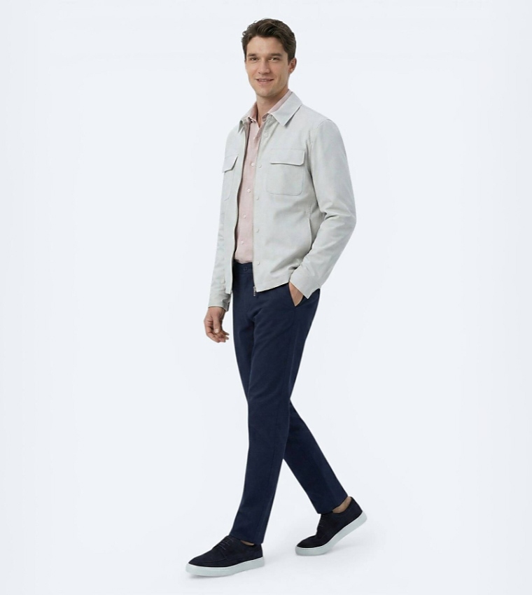 Solid Regular Fit Collared Woven Jacket