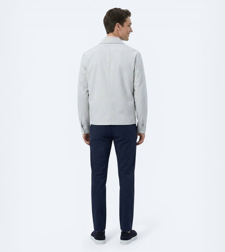 Solid Regular Fit Collared Woven Jacket