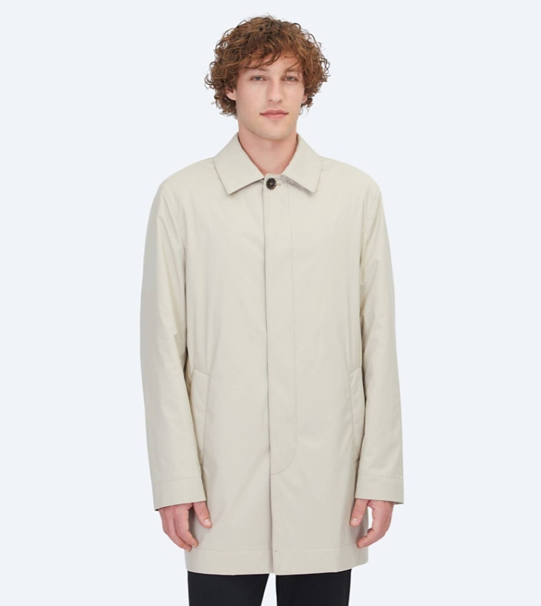 Solid Regular Fit Collared Woven Rain Coat