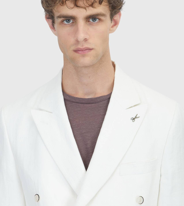 Solid Relaxed Fit Linen Blazer