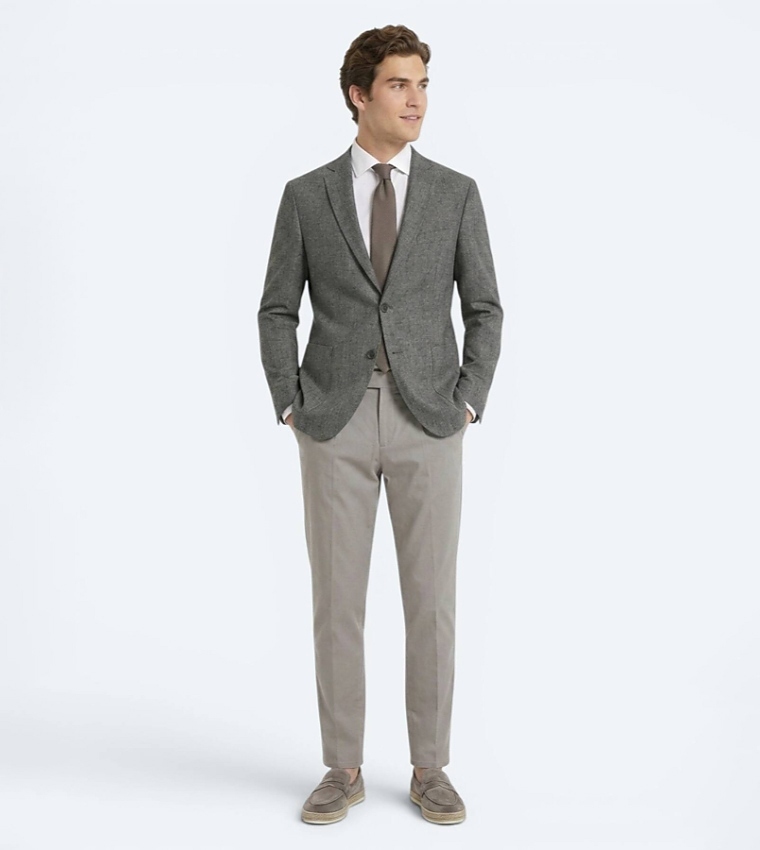 Solid Regular Fit Linen Blend Blazer