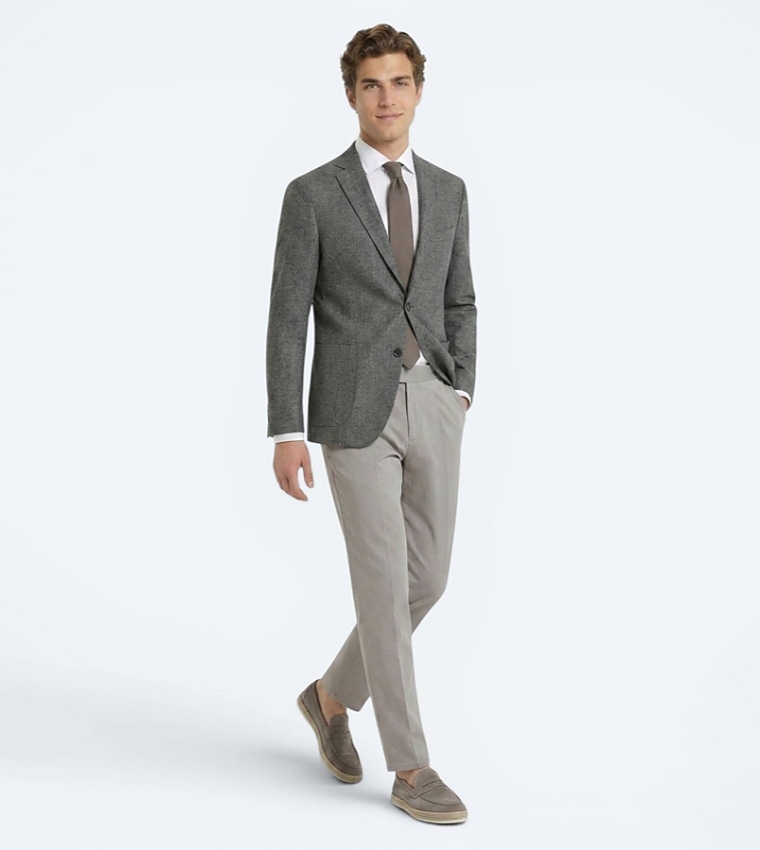 Solid Regular Fit Linen Blend Blazer