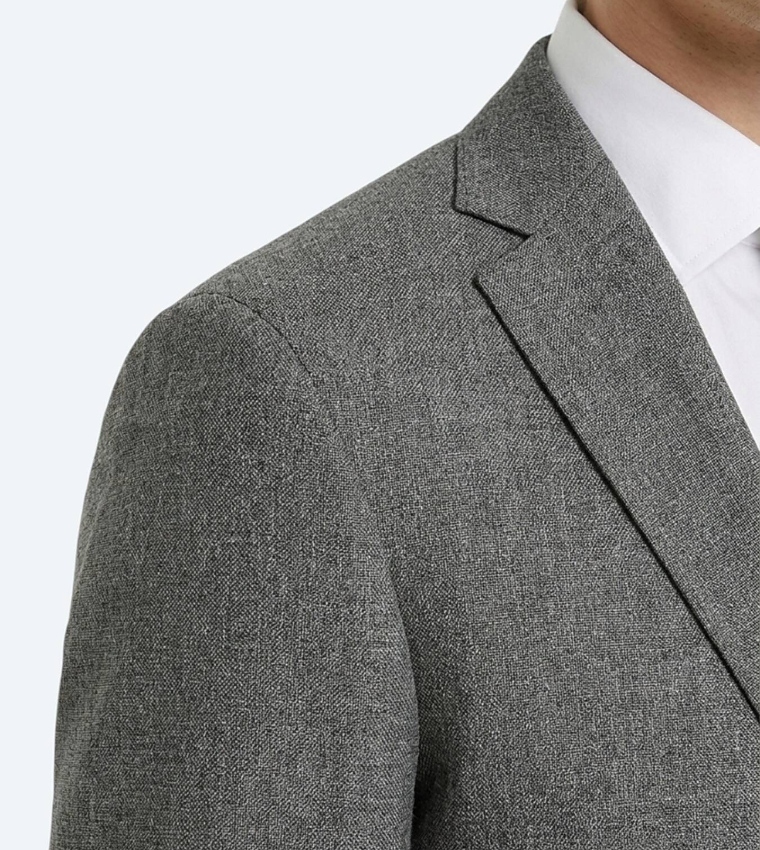 Solid Regular Fit Linen Blend Blazer