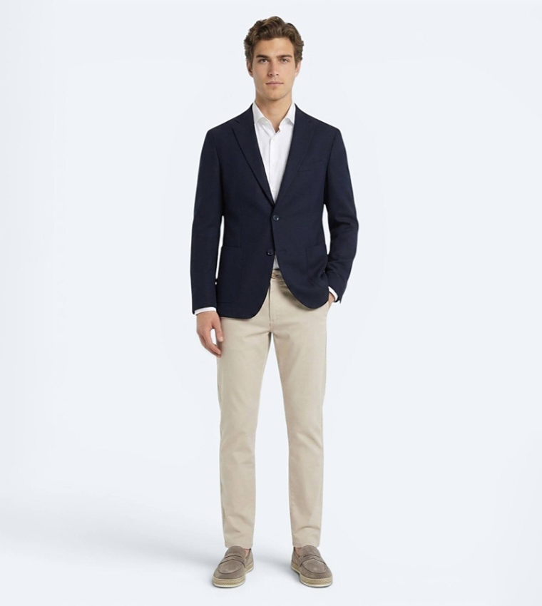 Solid Micro Regular Fit 100% Wool Blazer