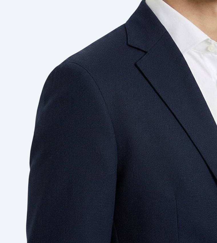 Solid Micro Regular Fit 100% Wool Blazer