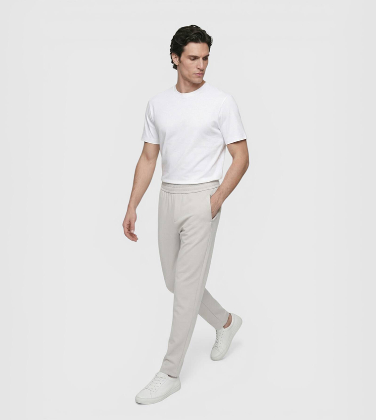Solid Elastic Waist Sweatpants