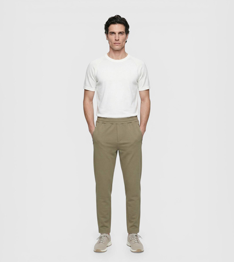 Solid Elastic Waist Sweatpants