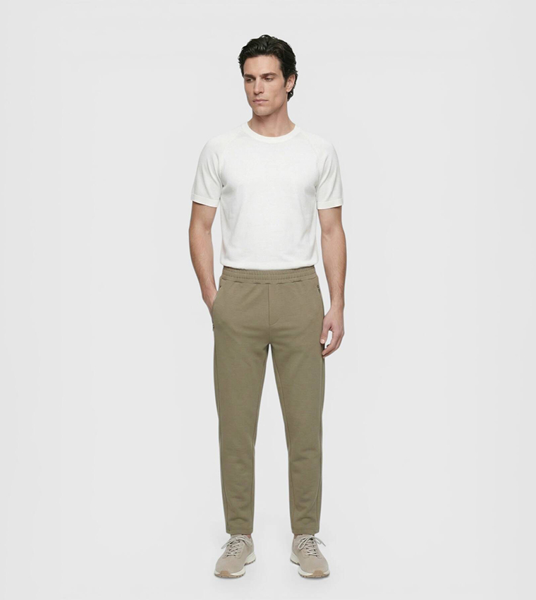 Solid Elastic Waist Sweatpants