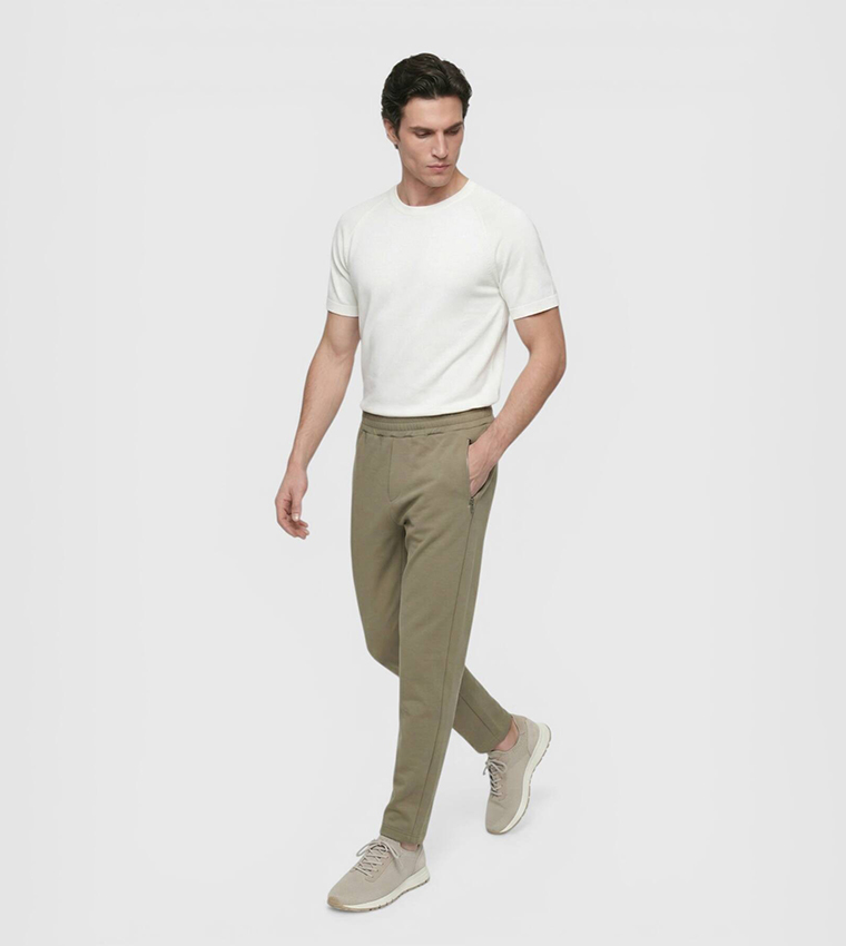 Solid Elastic Waist Sweatpants