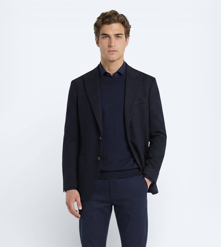 Solid Modern Fit Cotton Blend Blazer