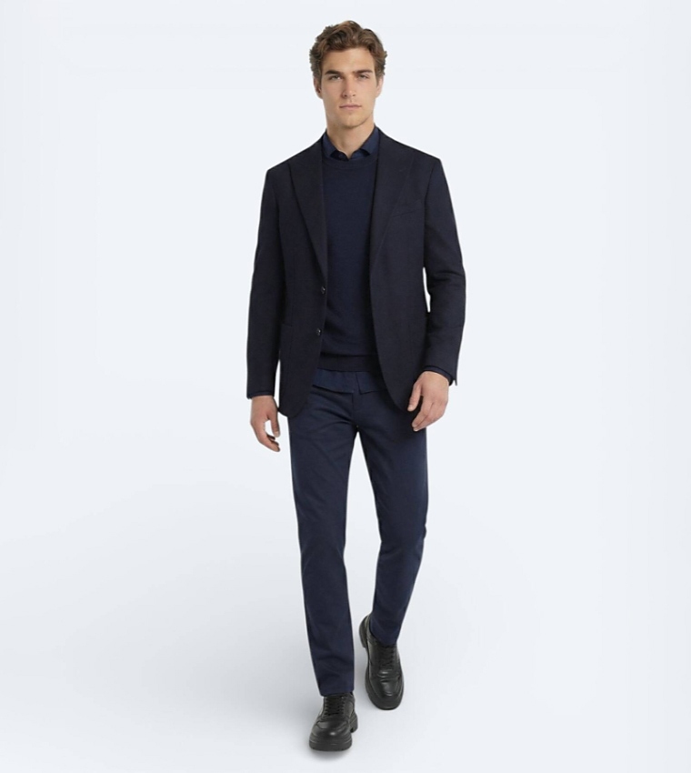 Solid Modern Fit Cotton Blend Blazer