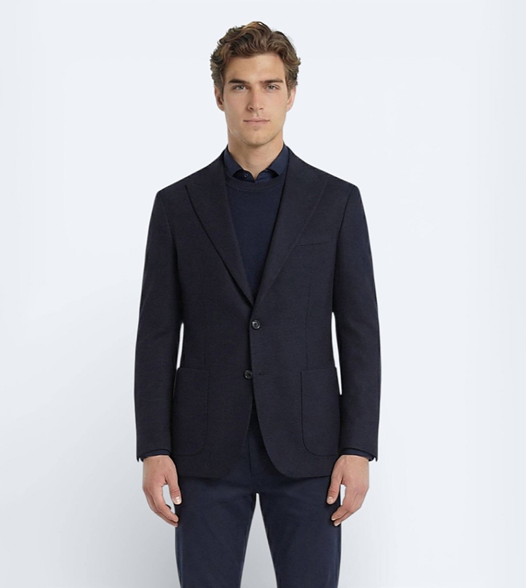 Solid Modern Fit Cotton Blend Blazer
