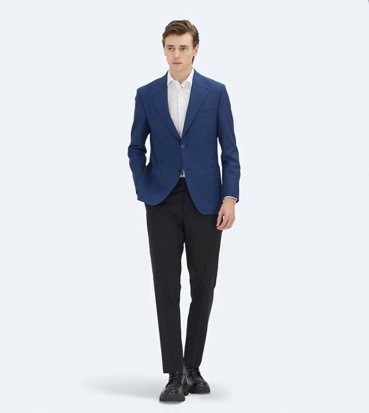 Solid Micro Modern Fit 100% Wool Blazer