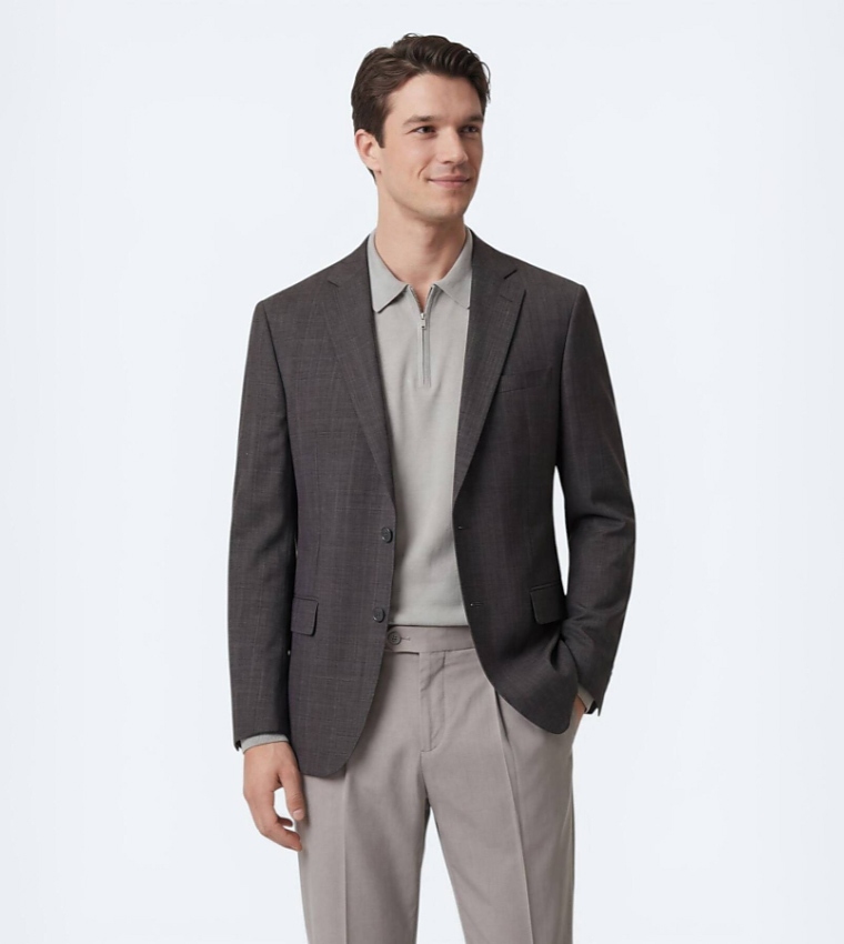 Solid Micro Modern Fit Wool Blend Blazer