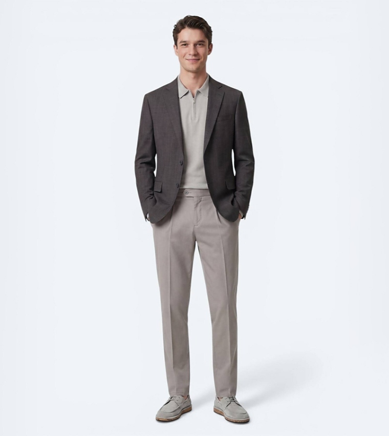 Solid Micro Modern Fit Wool Blend Blazer