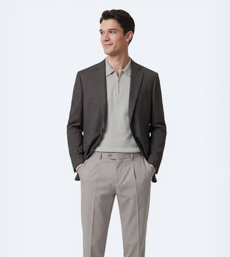 Solid Micro Modern Fit Wool Blend Blazer