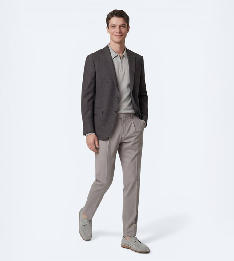 Solid Micro Modern Fit Wool Blend Blazer
