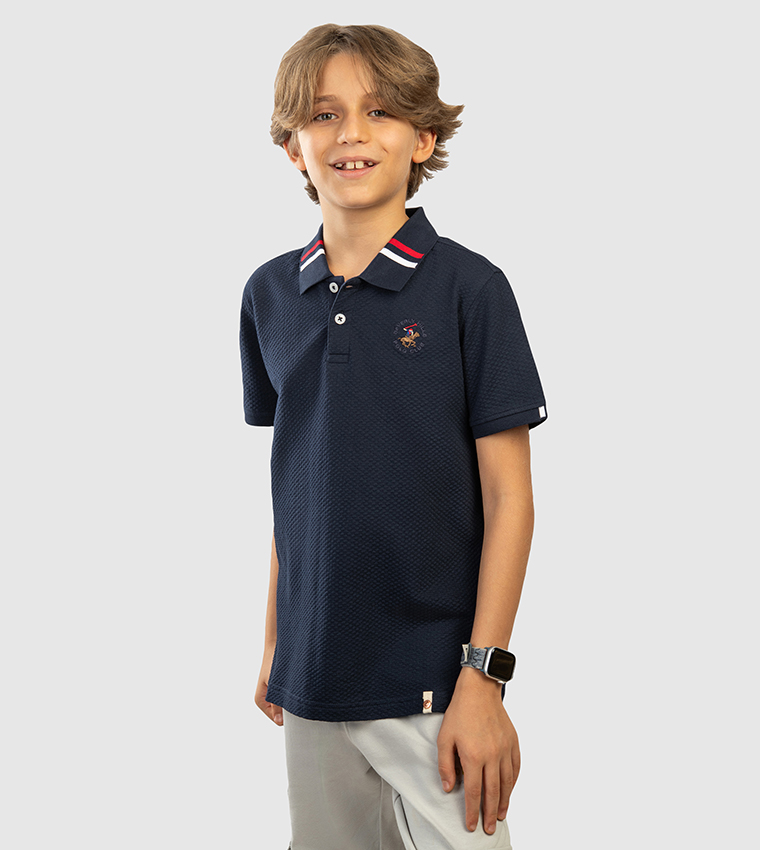 تيشيرت بولو  بشعار مطرز  وكم قصير