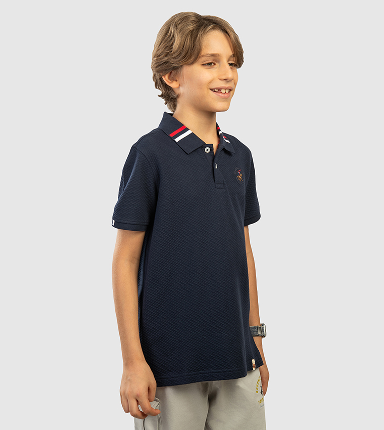 تيشيرت بولو  بشعار مطرز  وكم قصير