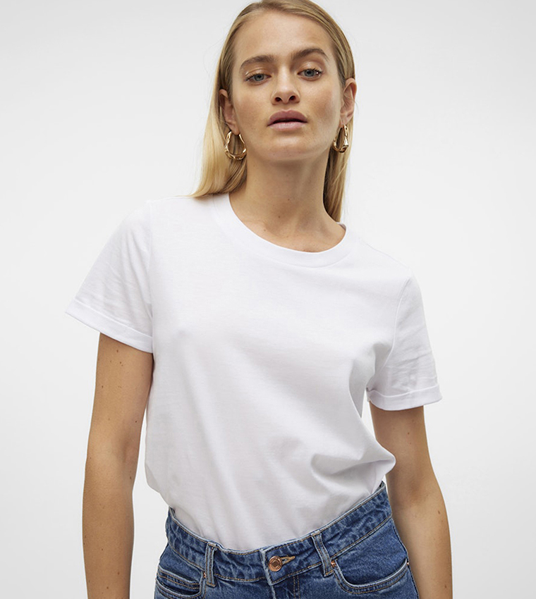 Vero Moda  Short Sleeve T-Shirts - White Short Sleeve T-Shirts