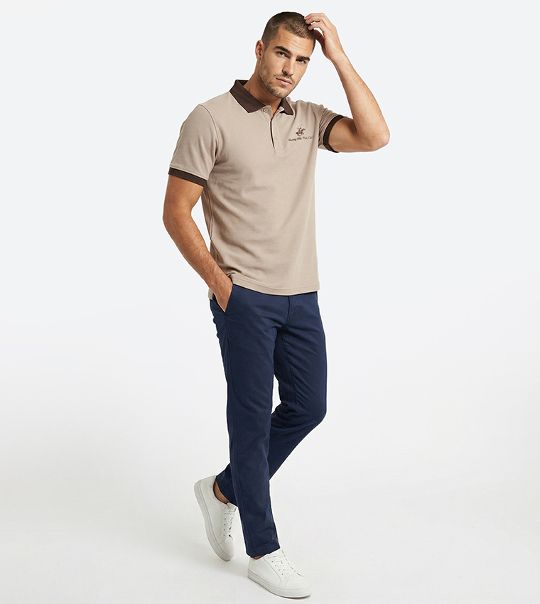 Contrast Detail Short Sleeves Polo T-Shirt