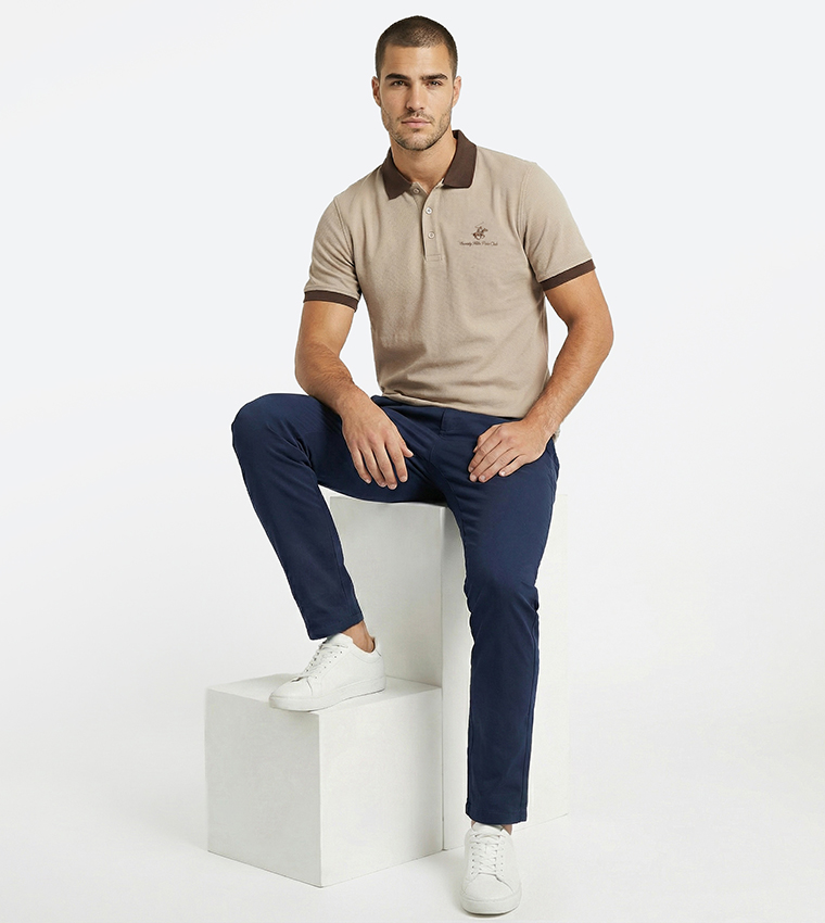 Contrast Detail Short Sleeves Polo T-Shirt