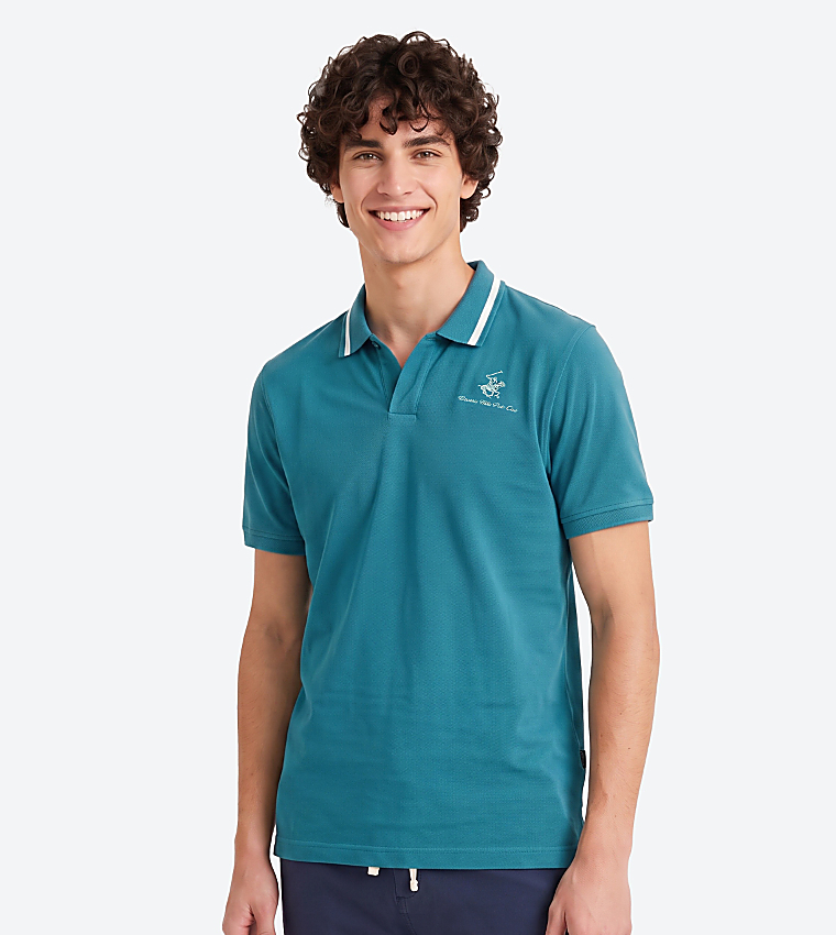Beverly Hills Polo Club  Polo T-Shirts - Teal Polo T-shirts