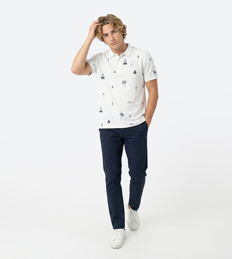 Printed Short Sleeve Polo T-Shirt