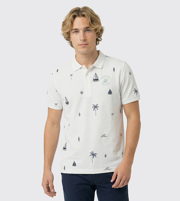 Printed Short Sleeve Polo T-Shirt