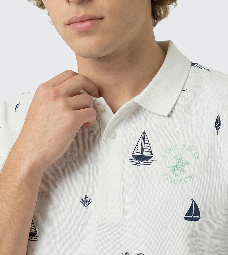Printed Short Sleeve Polo T-Shirt