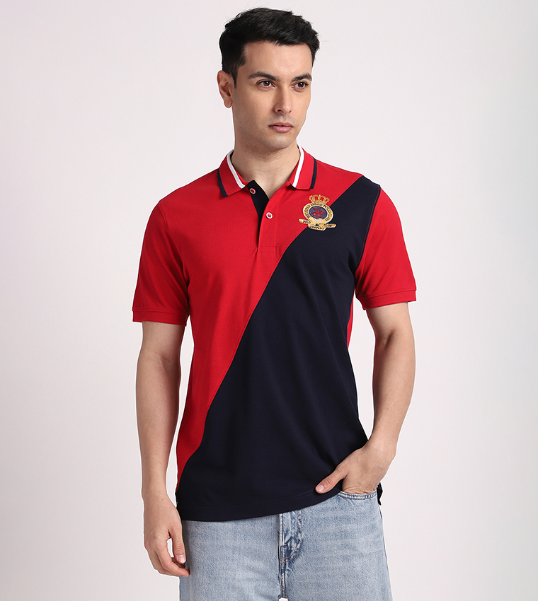 Color Block Short Sleeves Polo T-Shirt
