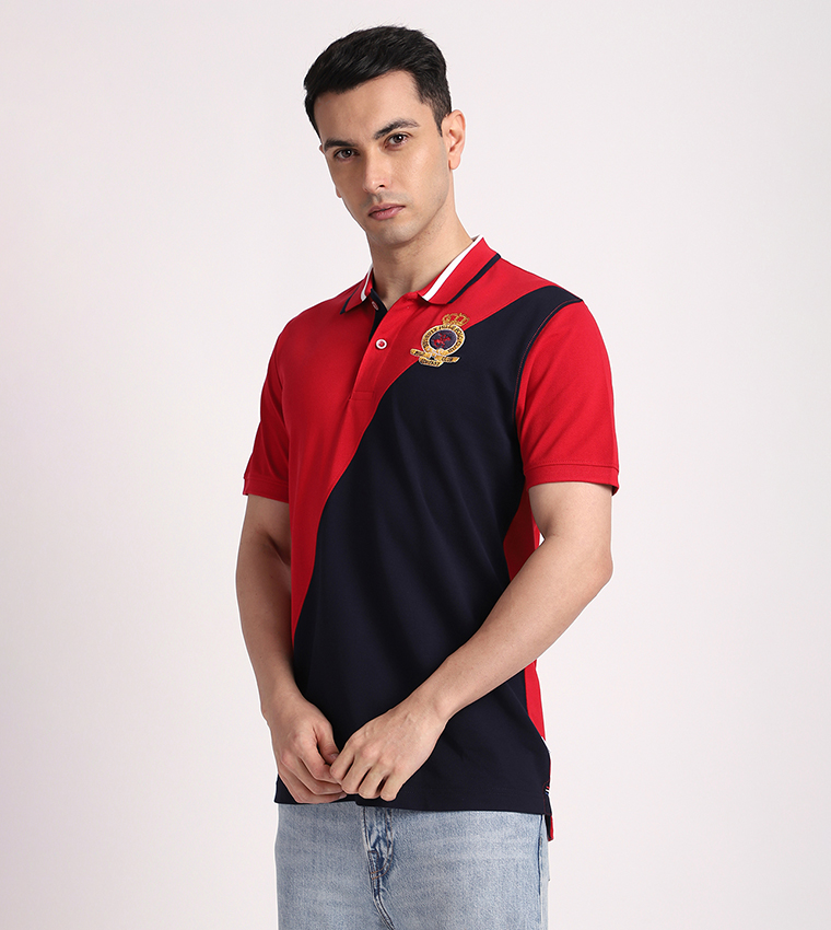 Color Block Short Sleeves Polo T-Shirt