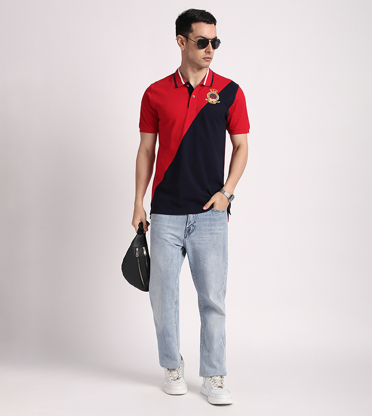 Color Block Short Sleeves Polo T-Shirt