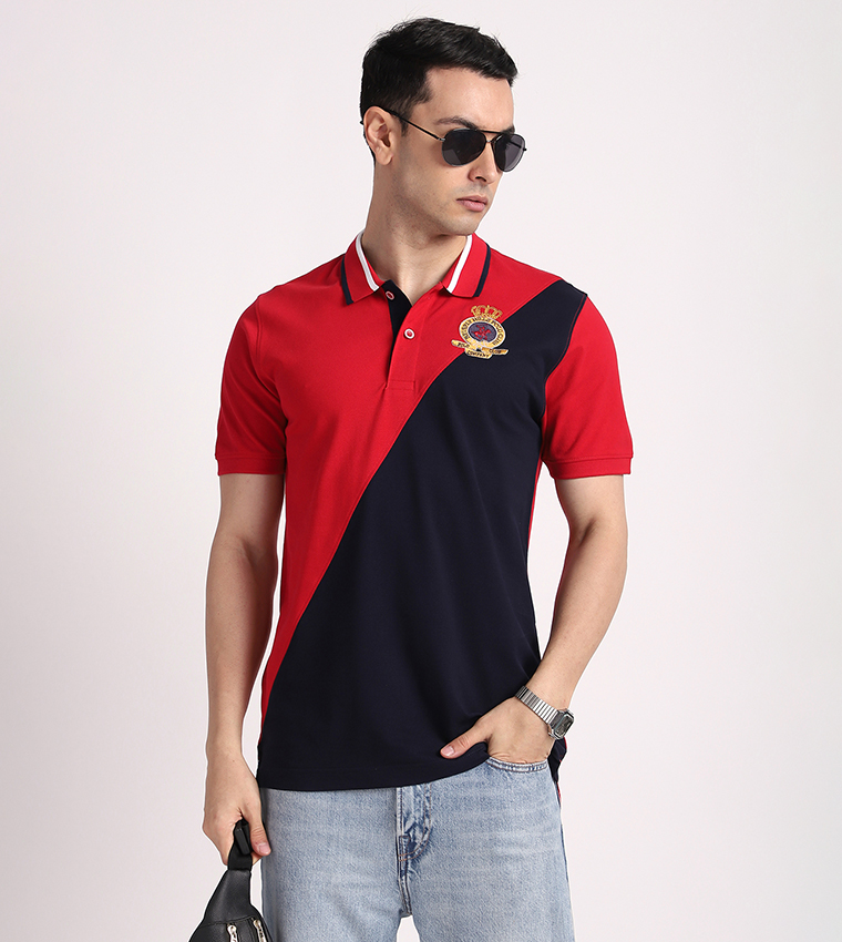 Color Block Short Sleeves Polo T-Shirt