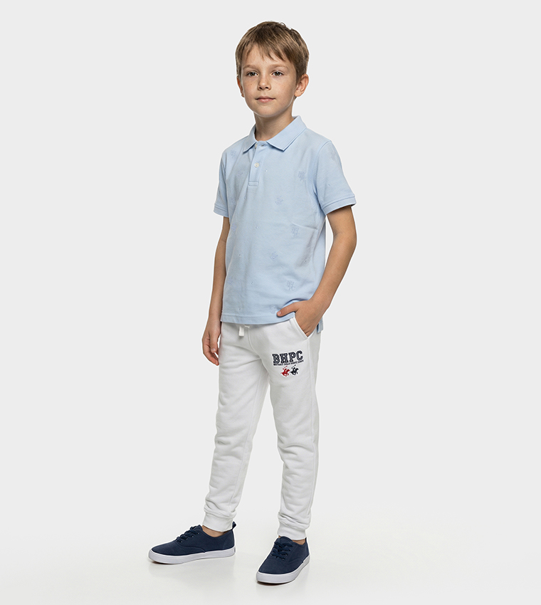 تيشيرت بولو كم قصير بشعار مطرز